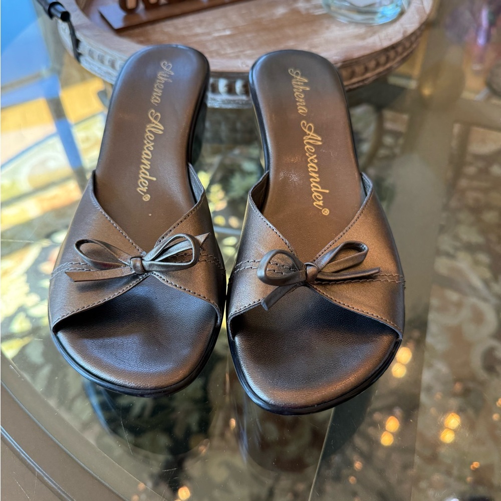 Athena Alexander Gray Mules with Low Heel